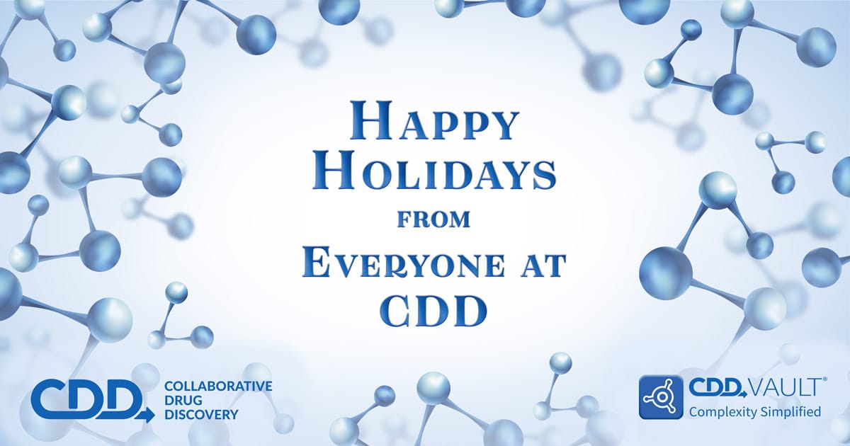Image reading "Happy Holidays from Everyone at Collaborative Drug Discovery"