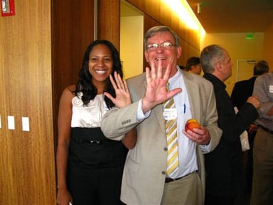Sherida Johnson Celebrates her win with Christopher Lipinski. Rule of What?