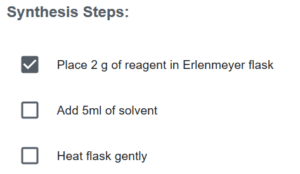 Example of ELN checklist for a synthesis