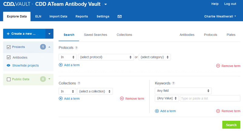 screenshot of explore data search