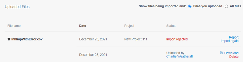 import rejected screenshot