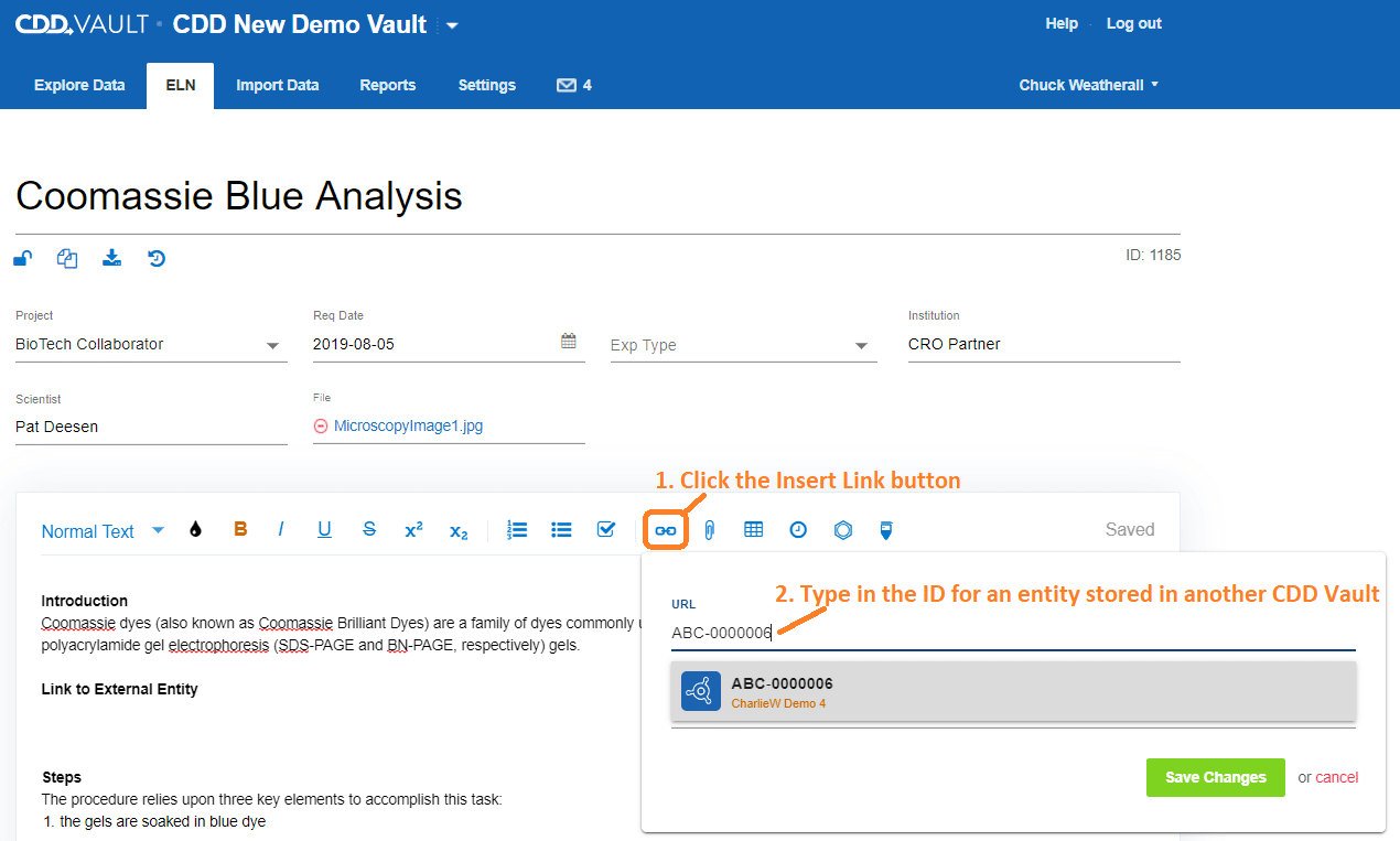 screenshot link across vaults in eln