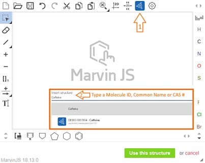 Look up structures & insert them directly in the Marvin Structure Editor