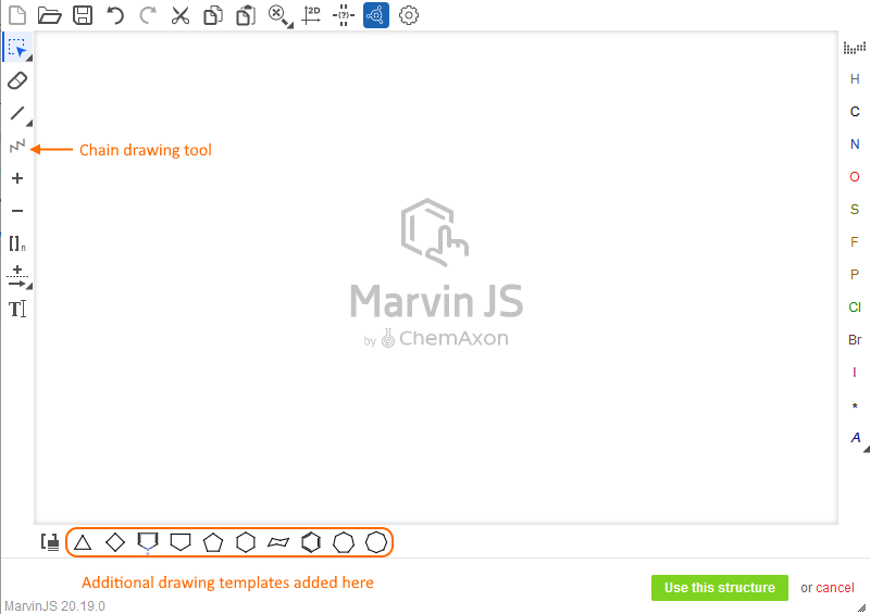 Additional drawing templates added to Marvin JS
