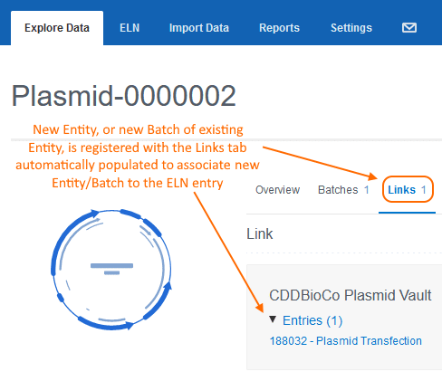 new entity automatically associated with ELN entry