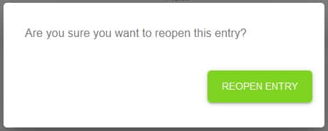 screen grab of Entry re-open administrator confirmation screen