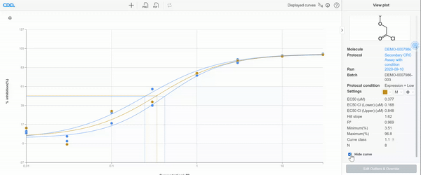 show hide curves