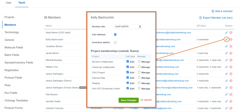 Easily manage project permissions for individual users: