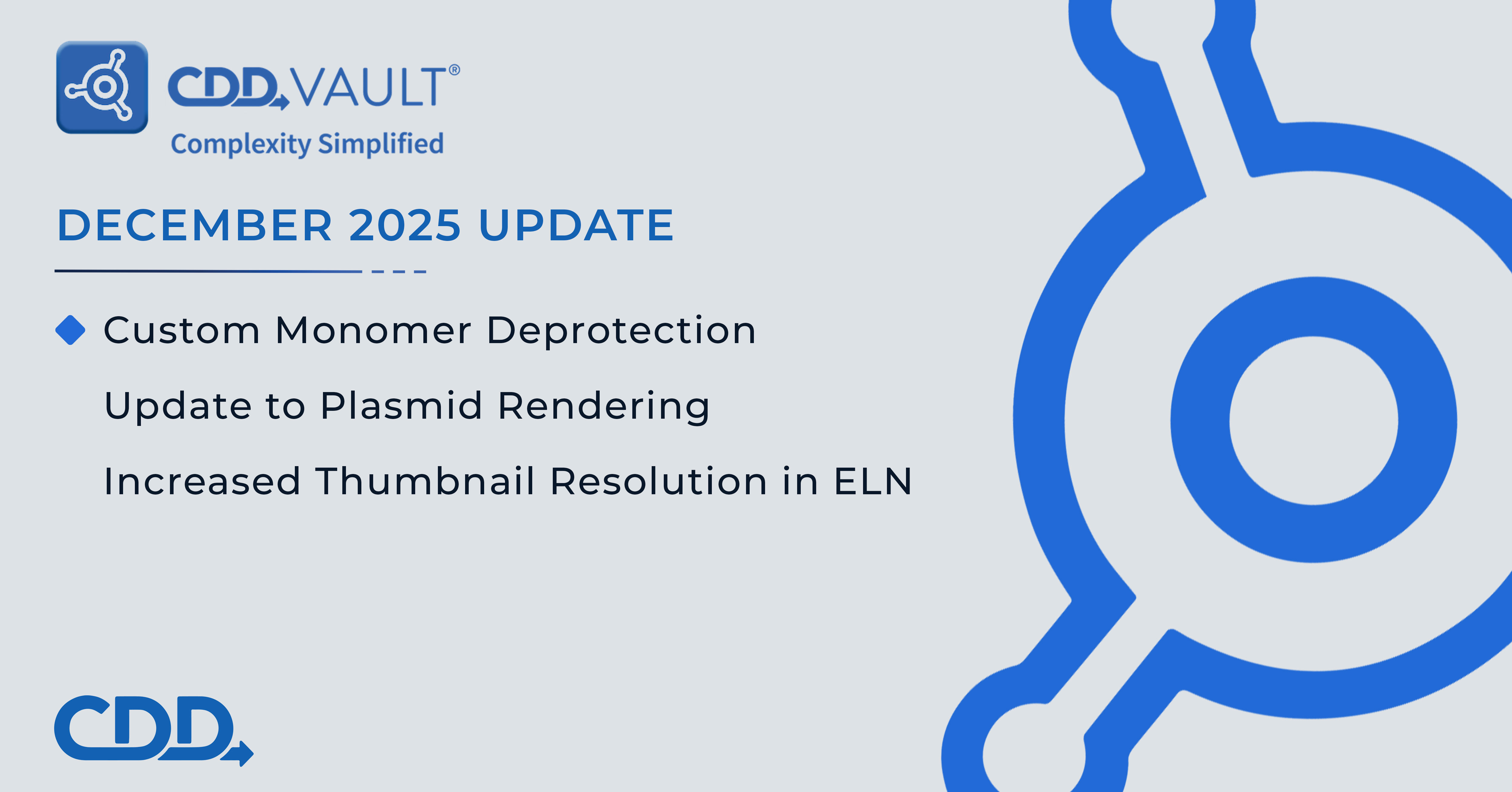CDD Vault Update (Dec 2025): Custom Monomer Deprotection, Improved Plasmid Rendering, Increased Thumbnail Resolution in ELN