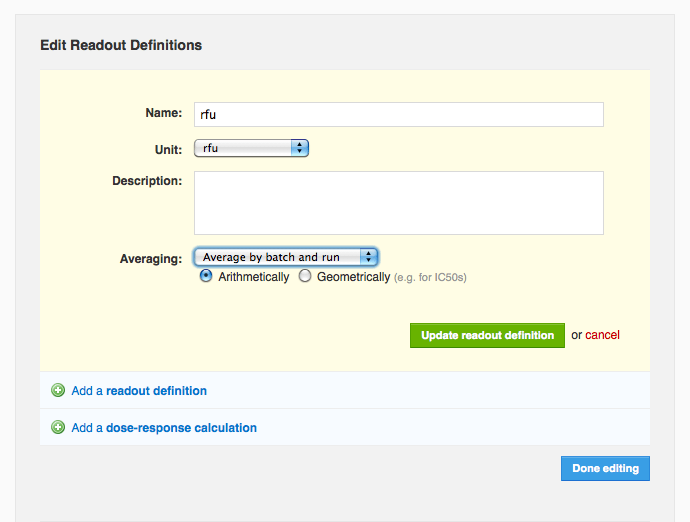 Edit-average-readout-definition